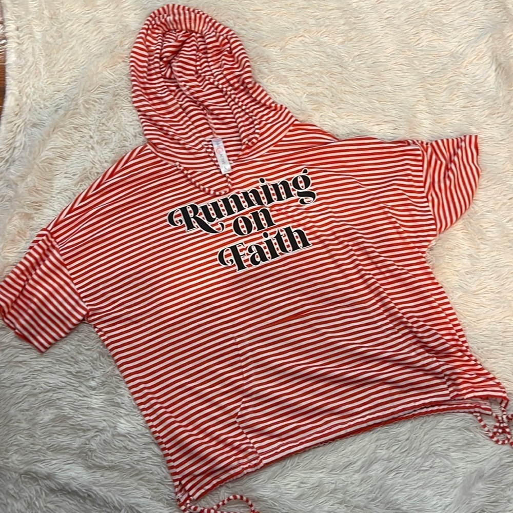 Soft Running on Faith hooded shirt L